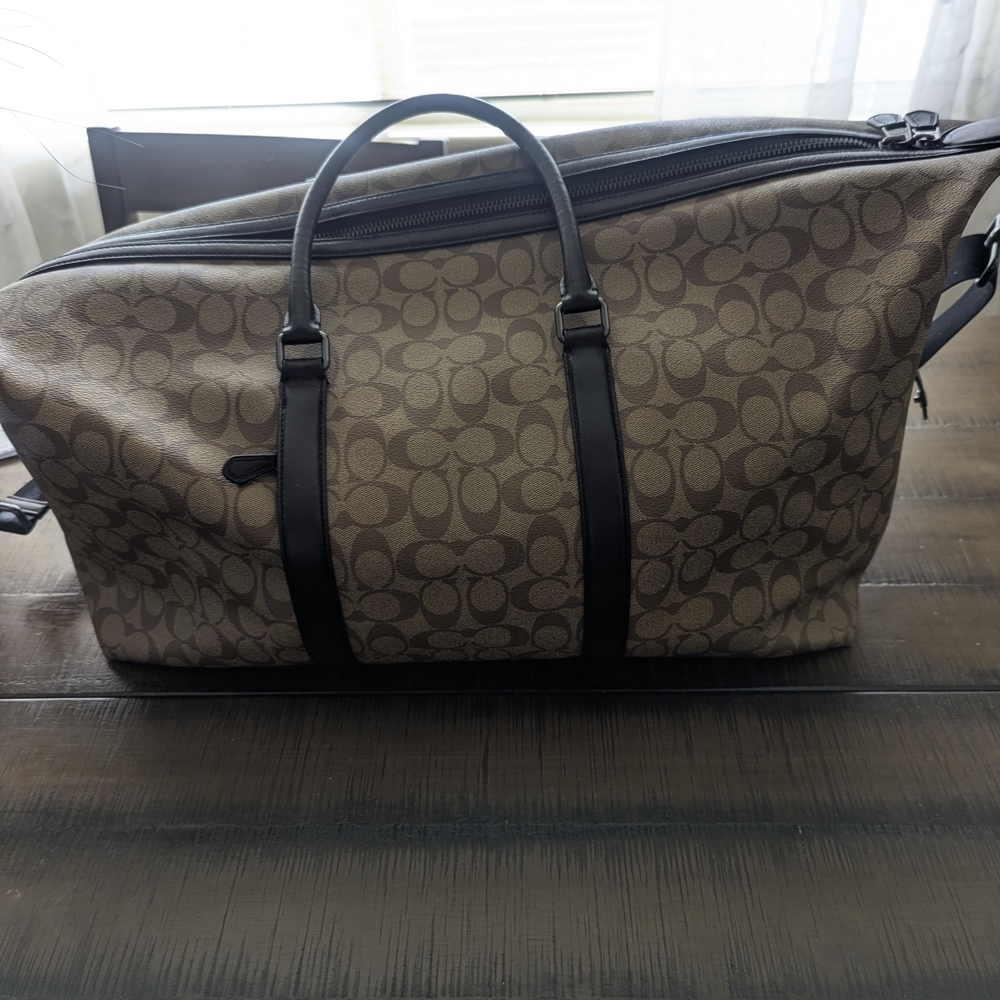 Coach Signature Canvas Brown and Black Duffel Bag - Picture 2 of 5